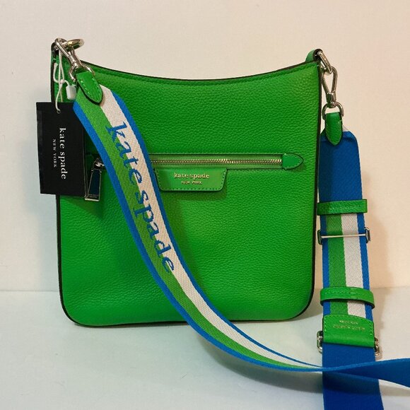 kate spade Handbags - KATE SPADE Hudson Messenger Crossbody Bag Turf Green Blue White Pebbled Leather